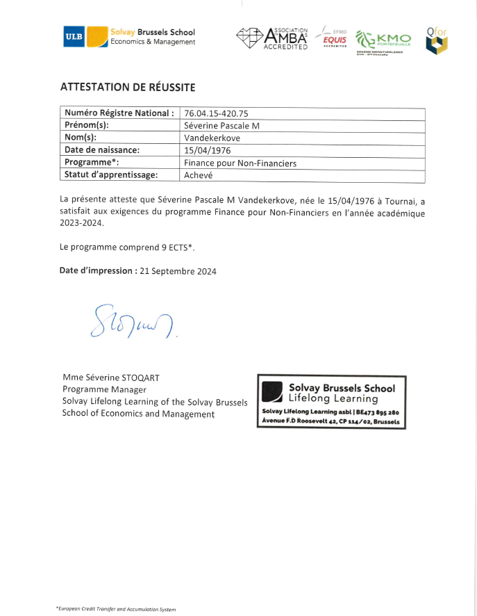 I Successfully Completed the “Finance for Non-Financials” Program at Solvay Business School: A Major Asset for My Legal Practice