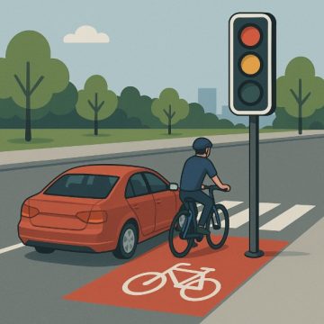 🚦 Stopping on the cycle lane at a red light: a harmless habit… or a real offence?